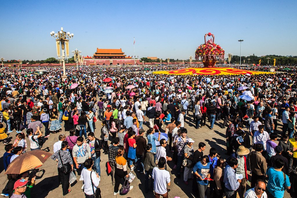 People on Tiananmen during the National Day of the People's Republic of China. Beijng 01.10.12