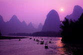 Lijiang River on sunset in Guangxi Zhuang Autonomous Region. China, May 1, 2008.