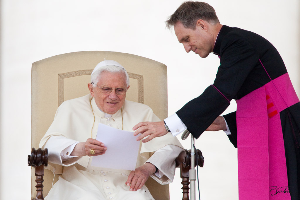 Pope Benedict XVI attends his weekly audience in St. Peter's Square at the Vatican.