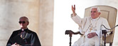 Pope Benedict XVI and archbishop James Harvey during an audience in St. Peter's square. Vatican City, October 6, 2010.